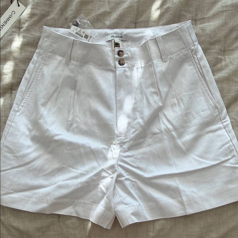 Madewell Crisp White Button-Front Shorts